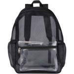 Zaino in rete riciclata trasparente con tasca frontale 18L color nero seconda vista frontale