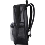 Zaino in rete riciclata trasparente con tasca frontale 18L color nero vista laterale