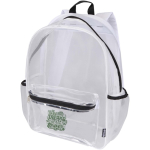 Zaino in rete riciclata trasparente con tasca frontale 18L color bianco vista con stampa serigrafica