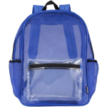Zaino in rete riciclata trasparente con tasca frontale 18L color blu reale seconda vista frontale