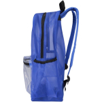 Zaino in rete riciclata trasparente con tasca frontale 18L color blu reale vista laterale