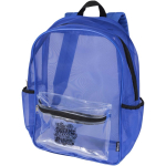 Zaino in rete riciclata trasparente con tasca frontale 18L color blu reale vista con stampa serigrafica