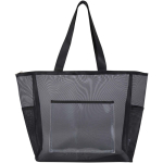 Borsa tote trasparente in rete riciclata con cerniera 23L color nero seconda vista frontale
