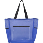 Borsa tote trasparente in rete riciclata con cerniera 23L color blu reale seconda vista frontale