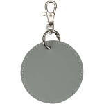 Portachiavi rotondo in pelle sintetica riciclata con anello integrato color grigio seconda vista frontale