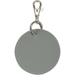 Portachiavi rotondo in pelle sintetica riciclata con anello integrato color grigio seconda vista posteriore