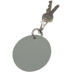Portachiavi rotondo in pelle sintetica riciclata con anello integrato color grigio seconda vista
