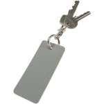 Portachiavi rettangolare in pelle sintetica riciclata con anello color grigio seconda vista