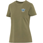 T-shirt da donna a maniche corte in cotone ring-spun 160 g/m2 Elevate color verde scuro vista con stampa serigrafica