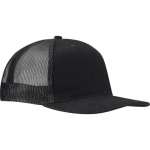 Cappellino a 6 pannelli in twill di cotone con visiera piatta 260 g/m2 color nero vista laterale