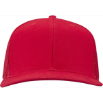 Cappellino a 6 pannelli in twill di cotone con visiera piatta 260 g/m2 color rosso seconda vista frontale
