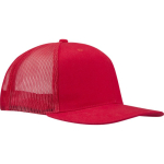 Cappellino a 6 pannelli in twill di cotone con visiera piatta 260 g/m2 color rosso vista laterale