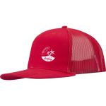 Cappellino a 6 pannelli in twill di cotone con visiera piatta 260 g/m2 color rosso vista con stampa serigrafica