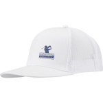 Cappellino a 6 pannelli in twill di cotone con visiera piatta 260 g/m2 color bianco vista con stampa serigrafica