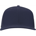 Cappellino a 6 pannelli in twill di cotone con visiera piatta 260 g/m2 color blu mare seconda vista frontale