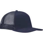 Cappellino a 6 pannelli in twill di cotone con visiera piatta 260 g/m2 color blu mare vista laterale