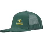 Cappellino a 6 pannelli in twill di cotone con visiera piatta 260 g/m2 color verde scuro vista con stampa serigrafica