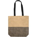 Borsa in paglia intrecciata con bottone magnetico e base ampia 10L color nero seconda vista frontale