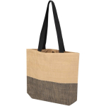 Borsa in paglia intrecciata con bottone magnetico e base ampia 10L color nero