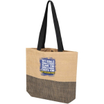 Borsa in paglia intrecciata con bottone magnetico e base ampia 10L color nero