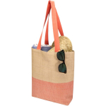 Borsa in paglia intrecciata con bottone magnetico e base ampia 10L color mogano seconda vista