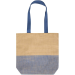 Borsa in paglia intrecciata con bottone magnetico e base ampia 10L color blu mare seconda vista frontale