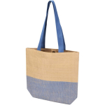 Borsa in paglia intrecciata con bottone magnetico e base ampia 10L color blu mare