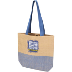 Borsa in paglia intrecciata con bottone magnetico e base ampia 10L color blu mare