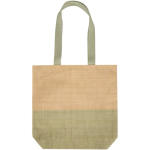 Borsa in paglia intrecciata con bottone magnetico e base ampia 10L color verde jeansato seconda vista frontale