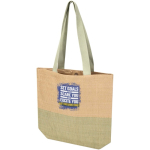 Borsa in paglia intrecciata con bottone magnetico e base ampia 10L color verde jeansato
