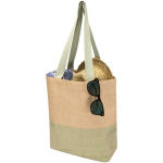 Borsa in paglia intrecciata con bottone magnetico e base ampia 10L color verde jeansato seconda vista