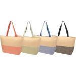 Borsa in carta paglia intrecciata con cerniera e base, capacità 21L color nero seconda vista in vari colori