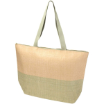 Borsa in carta paglia intrecciata con cerniera e base, capacità 21L color verde jeansato