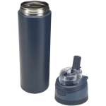 Borraccia a parete singola con cannuccia pieghevole e finitura opaca 800ml color blu mare seconda vista