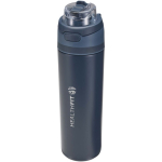 Borraccia a parete singola con cannuccia pieghevole e finitura opaca 800ml color blu mare vista con logo stampato 2