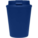 Bicchiere termico a doppia parete con coperchio a vite antigoccia 300ml color blu seconda vista frontale