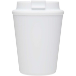 Bicchiere termico a doppia parete con coperchio a vite antigoccia 300ml color bianco seconda vista frontale