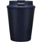 Bicchiere termico a doppia parete con coperchio a vite antigoccia 300ml color blu mare seconda vista frontale