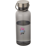 Borraccia con tappo a vite e manico in acciaio inox 600ml color nero vista con stampa tampografica