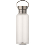 Borraccia con tappo a vite e manico in acciaio inox 600ml color trasparente seconda vista frontale