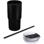 Bicchiere termico a doppia parete con coperchio antirovesciamento 540ml color nero seconda vista