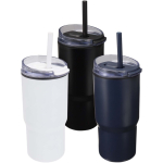 Bicchiere termico a doppia parete con coperchio antirovesciamento 540ml color bianco seconda vista in vari colori