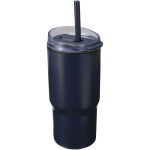 Bicchiere termico a doppia parete con coperchio antirovesciamento 540ml color blu mare