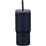 Bicchiere termico a doppia parete con coperchio antirovesciamento 540ml color blu mare seconda vista posteriore