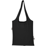 Borsa tote pieghevole con cordoncino in cotone riciclato 140 g/m2 color nero seconda vista posteriore