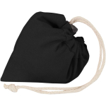 Borsa tote pieghevole con cordoncino in cotone riciclato 140 g/m2 color nero terza vista