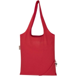 Borsa tote pieghevole con cordoncino in cotone riciclato 140 g/m2 color rosso seconda vista posteriore