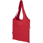 Borsa tote pieghevole con cordoncino in cotone riciclato 140 g/m2 color rosso seconda vista