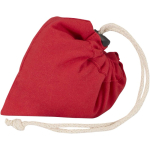 Borsa tote pieghevole con cordoncino in cotone riciclato 140 g/m2 color rosso terza vista