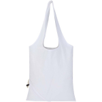 Borsa tote pieghevole con cordoncino in cotone riciclato 140 g/m2 color bianco seconda vista frontale